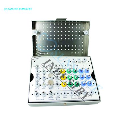 Dental Implant Surgeon Kit with Color Coded Drill Set Ratchet Torque Wrench, Bone Drills and Implant Placement Tools